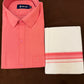 Beautiful Light Pink Color Mens Cotton Shirt With Border Dhoti