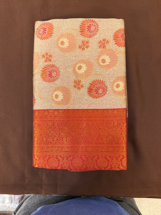 Attractive Pale Brown Color Art Silk Saree with Contrast Border For Women