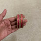 Pink Color Checked Design Glass Bangles in Chanler