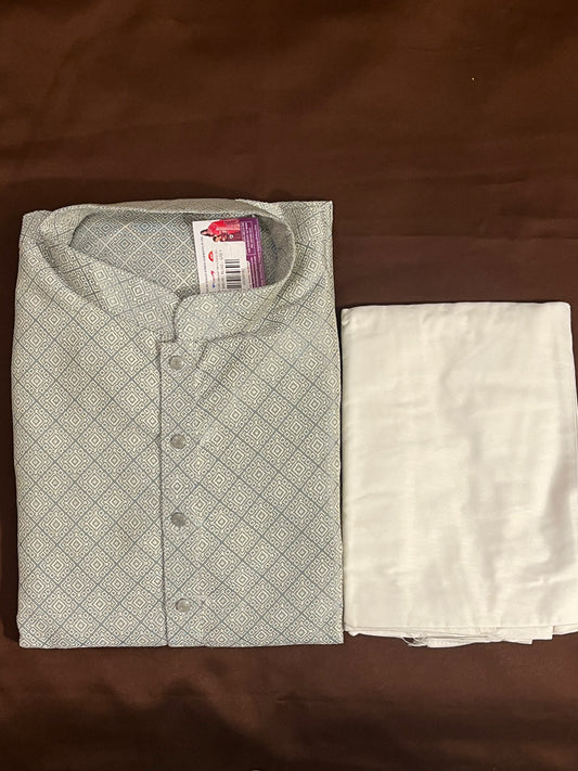 Stunning Gray Color Designer Men's Kurta With Pajama Pant
