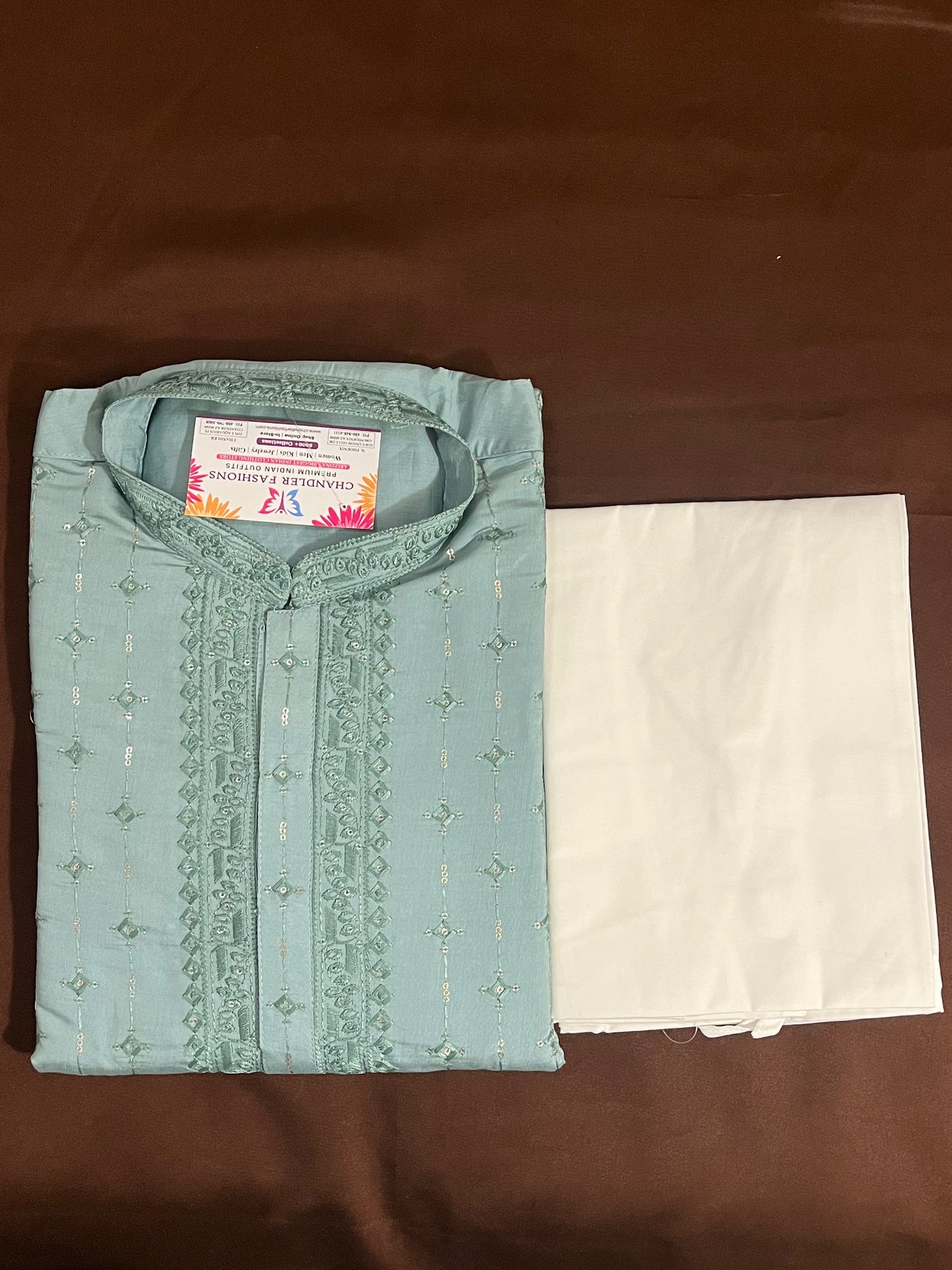 Stunning Teal Green Color Men's Kurta With Pajama Pant