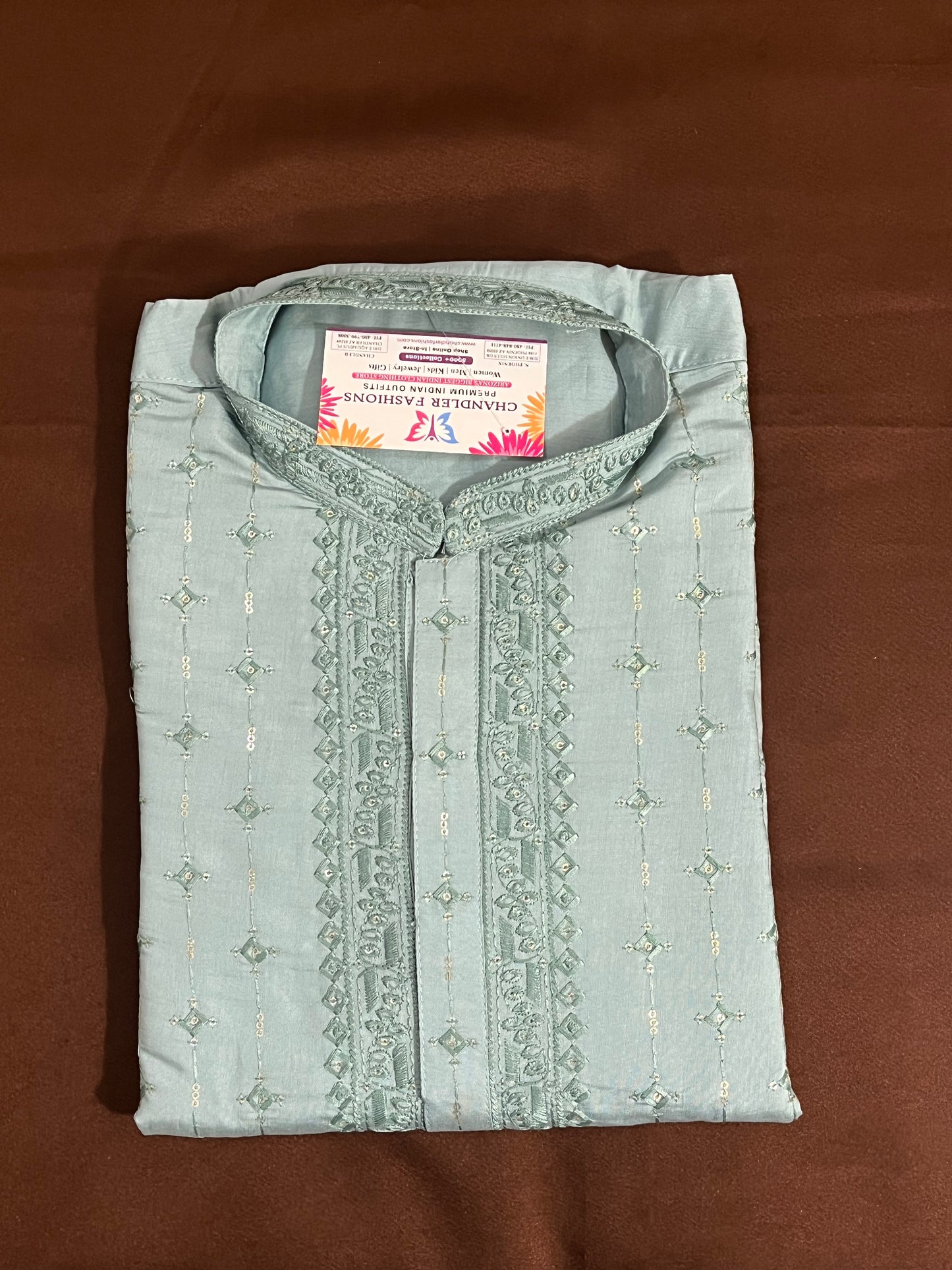 Stunning Teal Green Color Men's Kurta With Pajama Pant