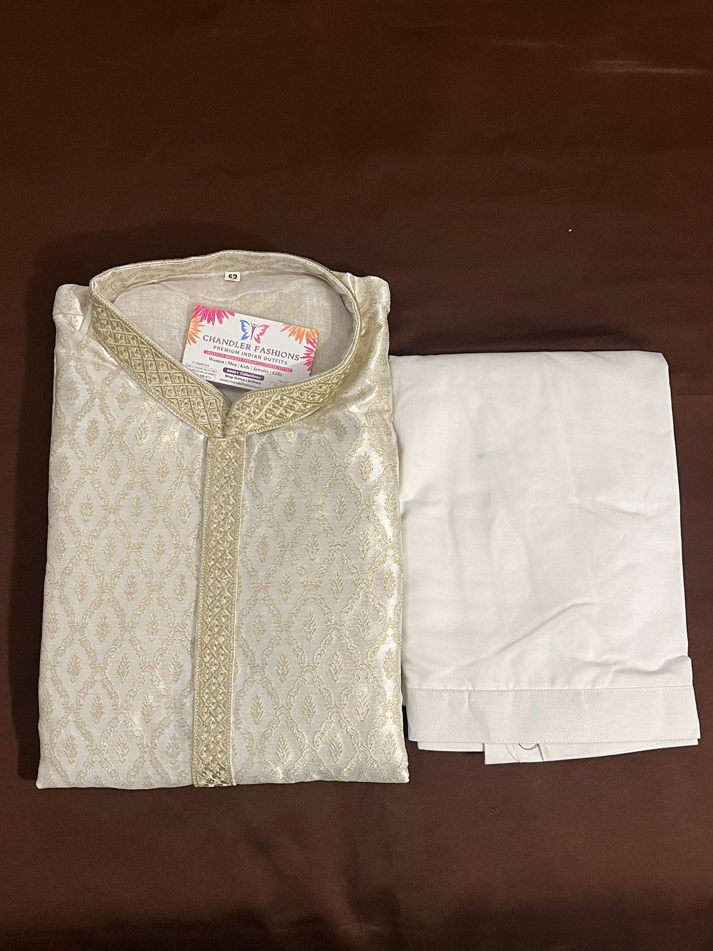 Dazzling Cream Color Full Sleeve Embroidery Work Kurta Pajama Set For Men