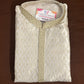 Dazzling Cream Color Full Sleeve Embroidery Work Kurta Pajama Set For Men