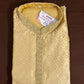 Charming Gold Color Zari Brocade With Linning Embroidery Work Kurta Pajama Pant For Men