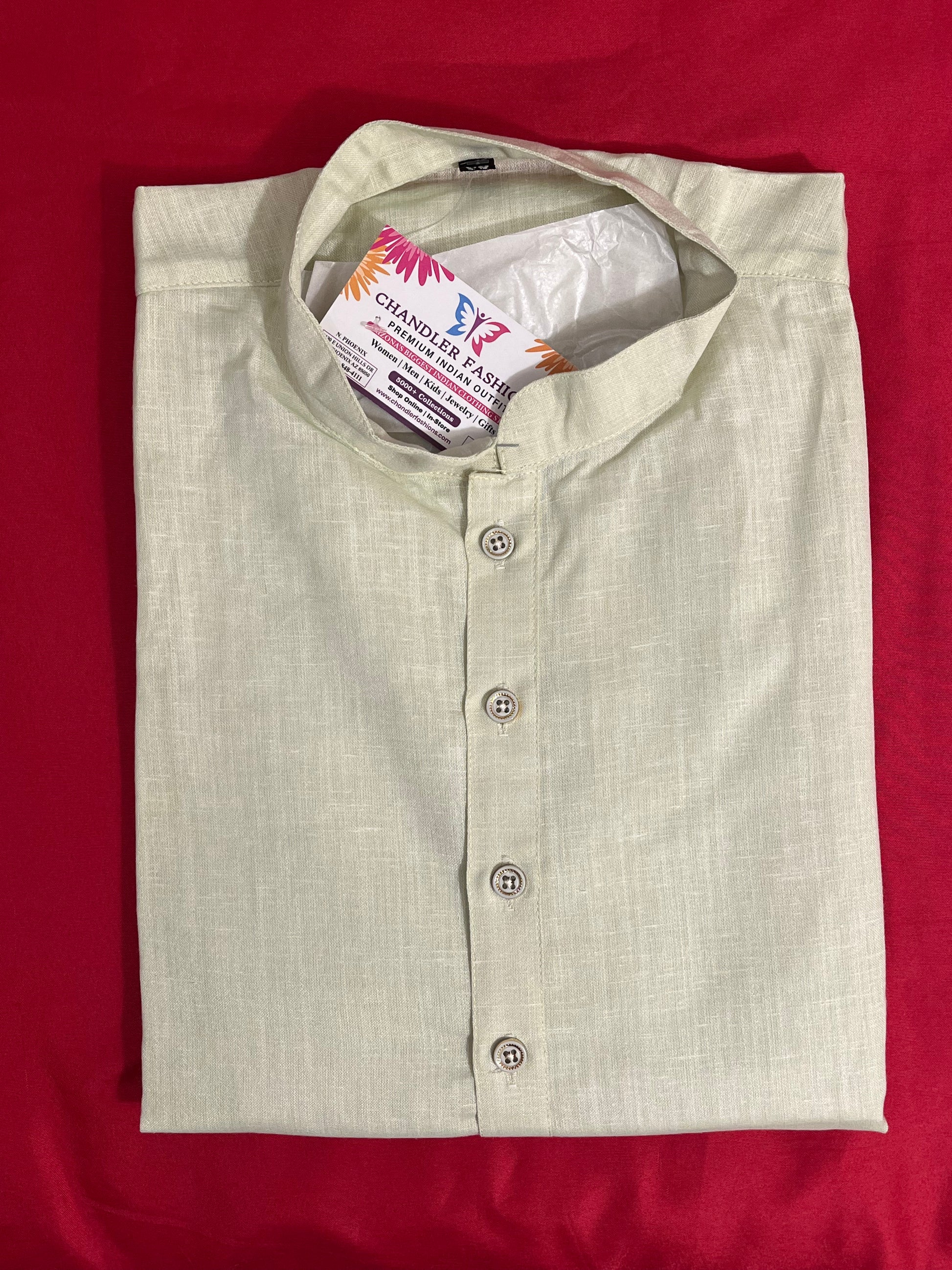 Stunning Light Green Color Men's Kurta With Pajama Pant
