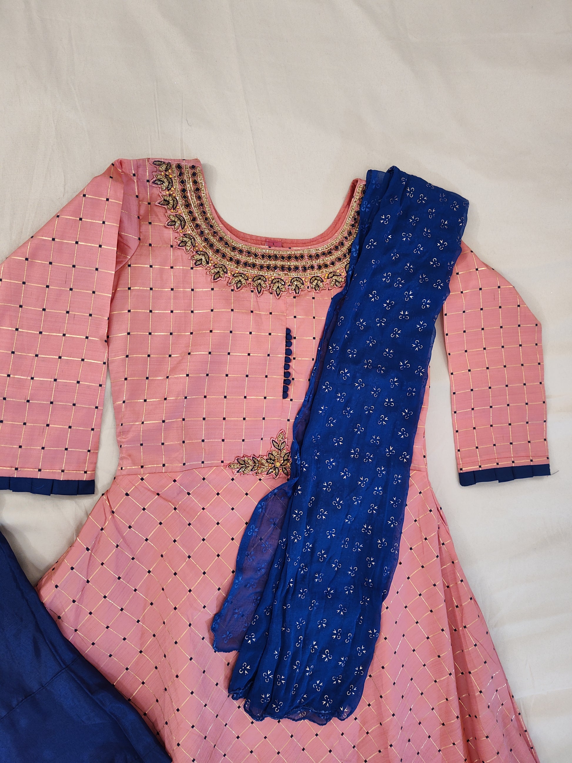 Beautiful Pink Suit With Royal Blue Bottom With Dupatta in USA