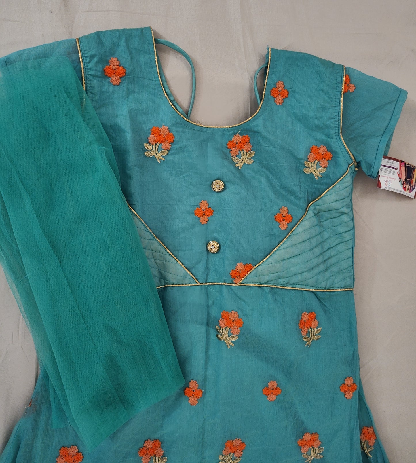 Beautiful Green color Dress With Bottom And Net Dupatta in USA