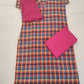 Gorgeous Multi Color Checkered Cotton Dress With Pink Bottom And Dupatta