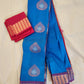 Gorgeous Blue Soft Silk Saree Included Pink Blouse With Gold Jari Flower Motif Pattern