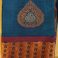 Gorgeous Blue Soft Silk Saree Included Pink Blouse With Gold Jari Flower Motif Pattern Near Me