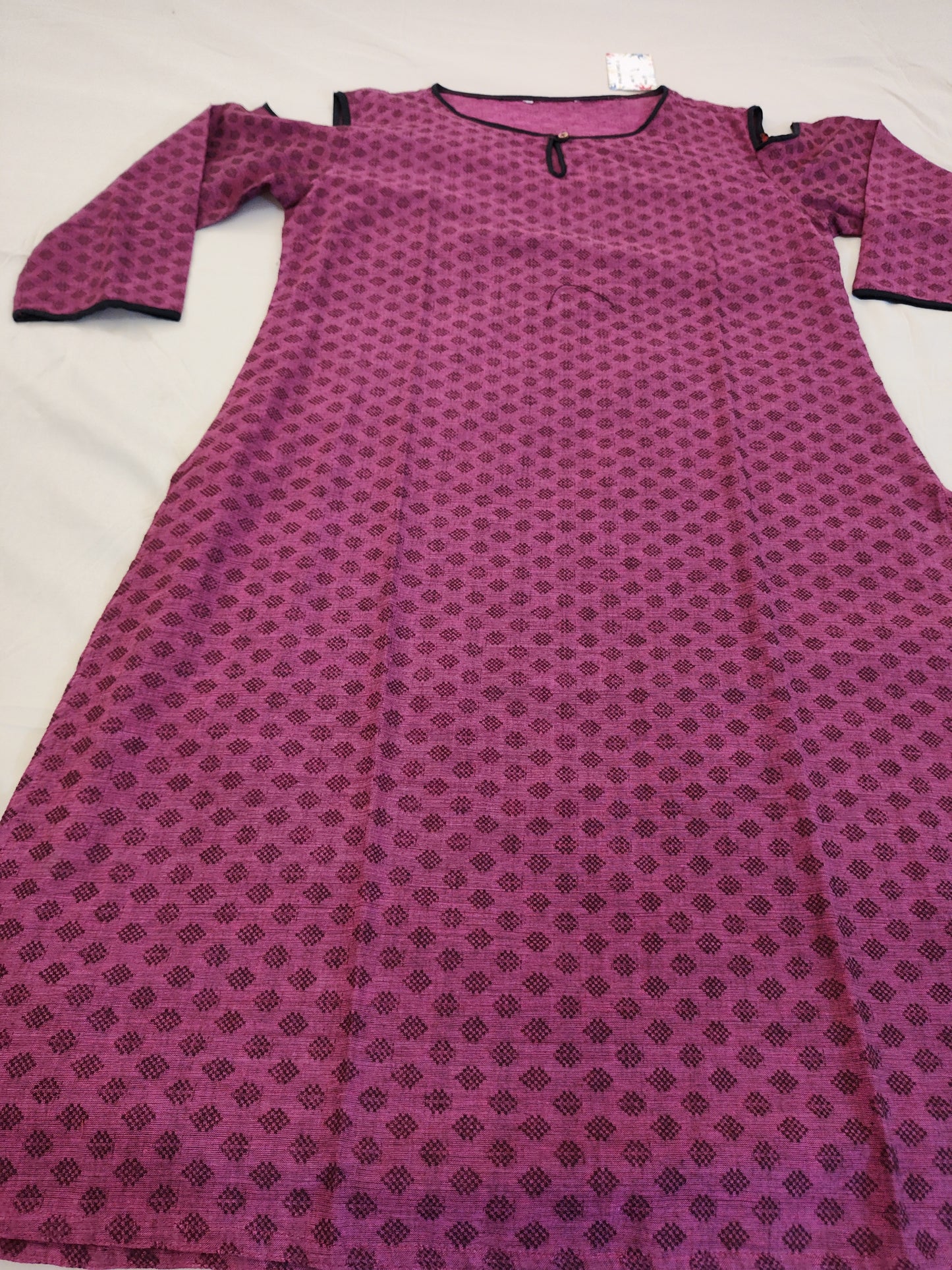 Simple Magenta Colored Kurti With Cold Shoulder