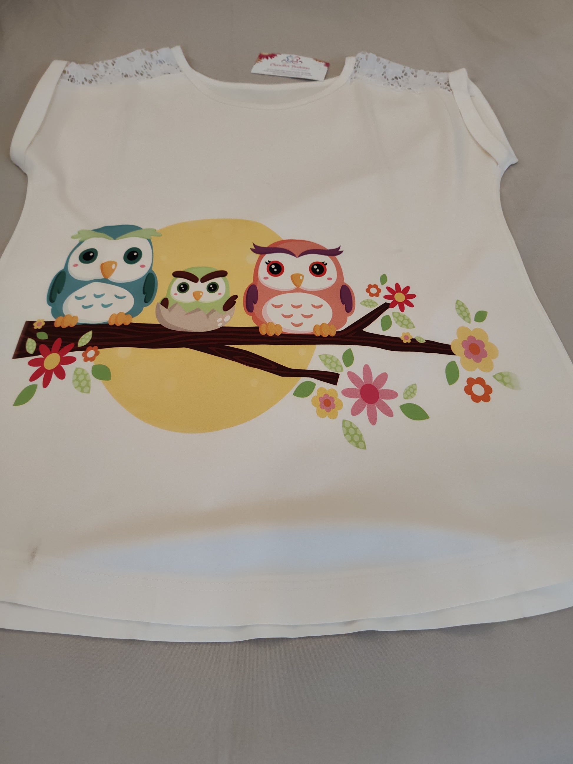 Appealing White Color Short Top With Owl Design Near Me