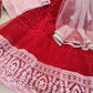 Gorgeous Baby Pink And Bright Red Lehenga Choli Set