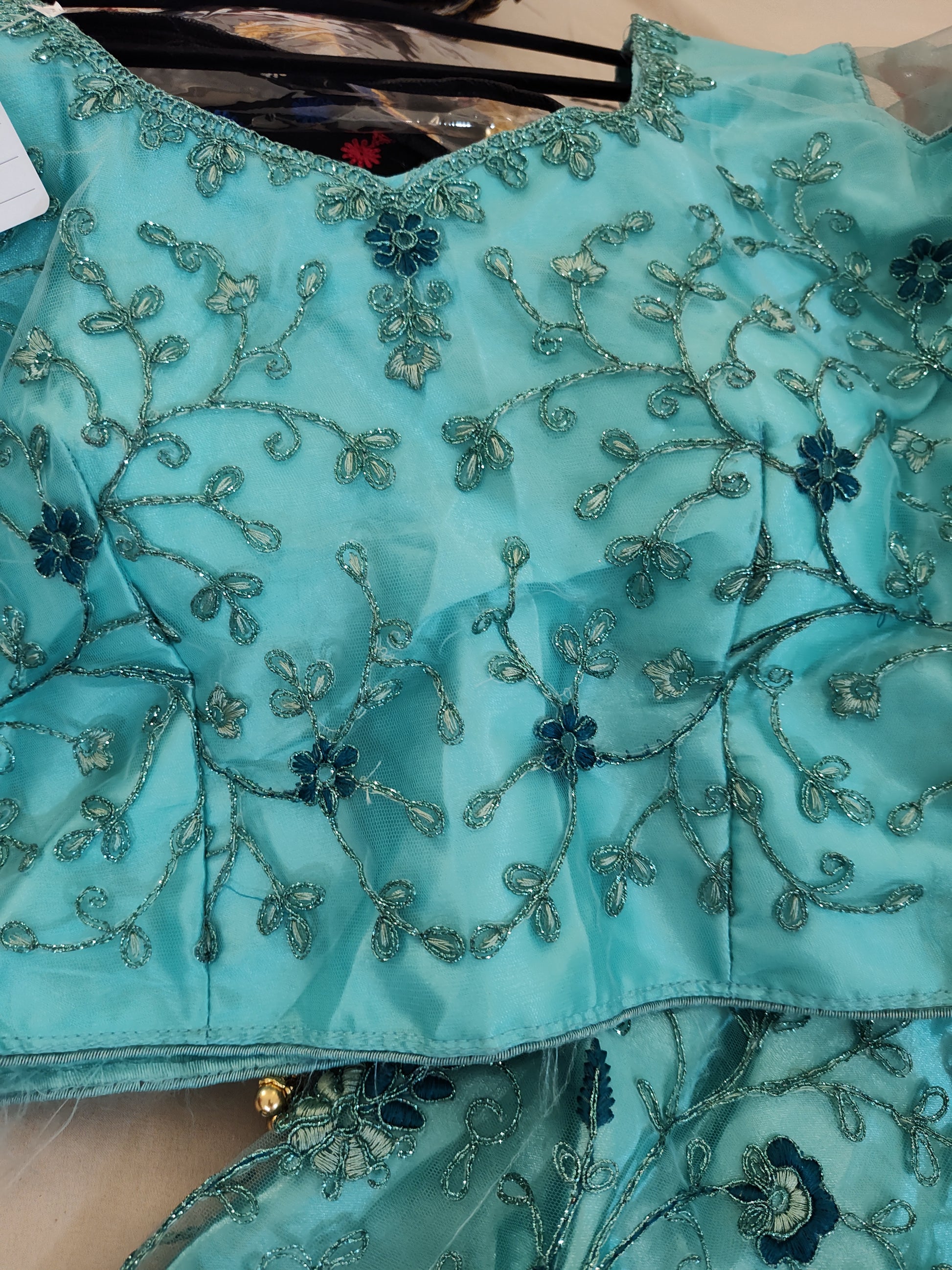 Gorgeous Green Lehenga With Embroidery In Douglas