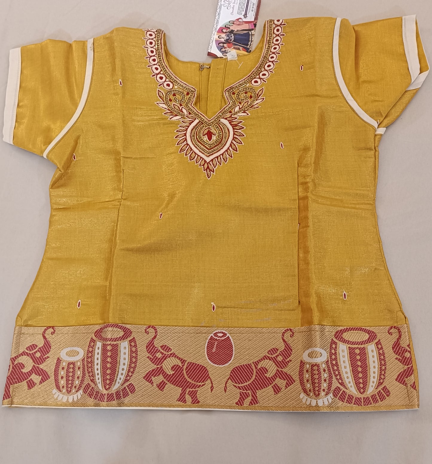 Gorgeous Yellow Color Embroidered And Stone Work Silk Langa Set In USA