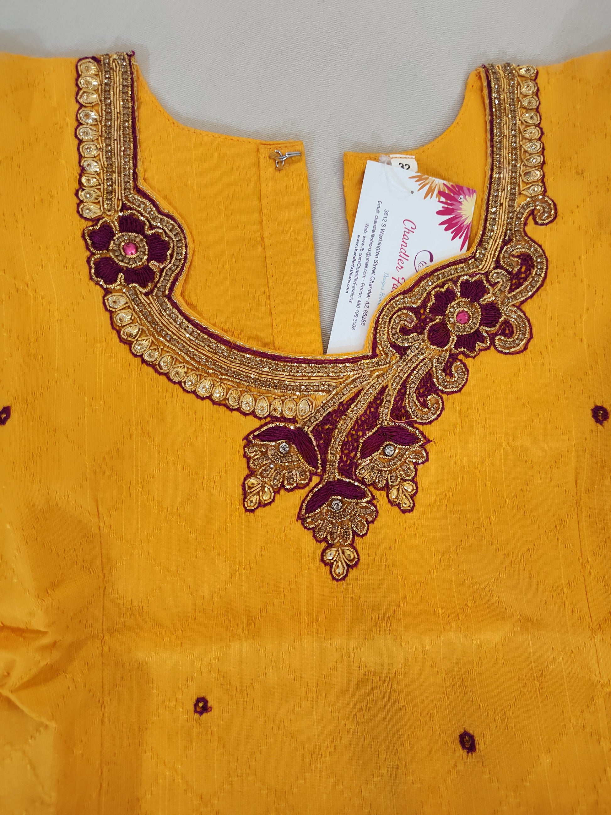 Attractive Yellow And Purple Raw Silk Langa Set In Suncity