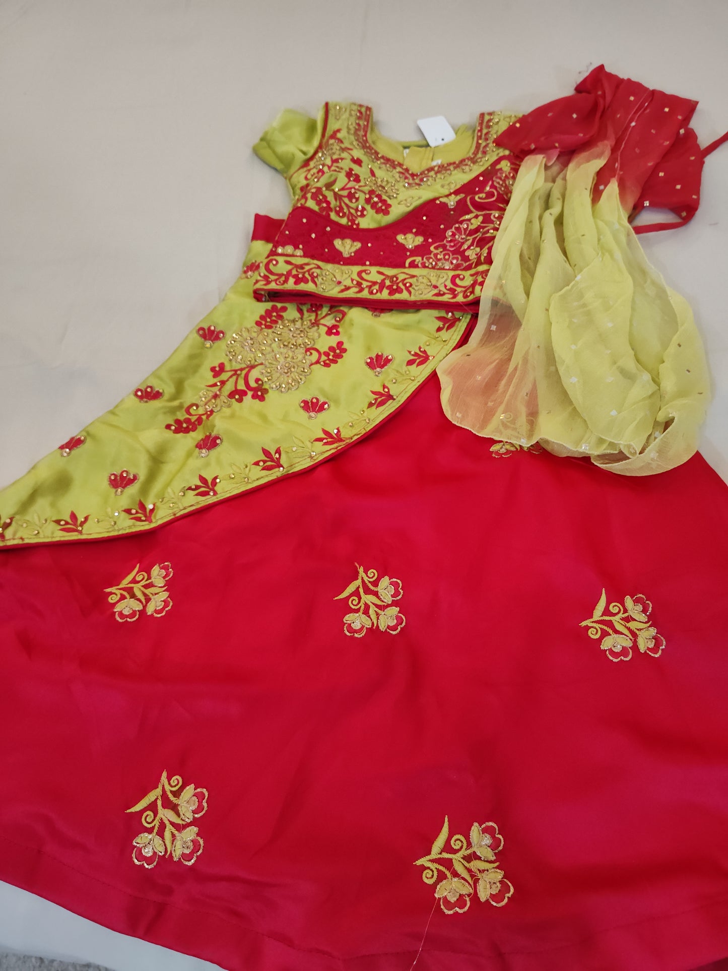 Gorgeous Parrot Green And Red Lehenga Set Near Me