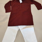 Elegant Maroon Color Cotton Kurta With Pajama Pants For Kids Near Me