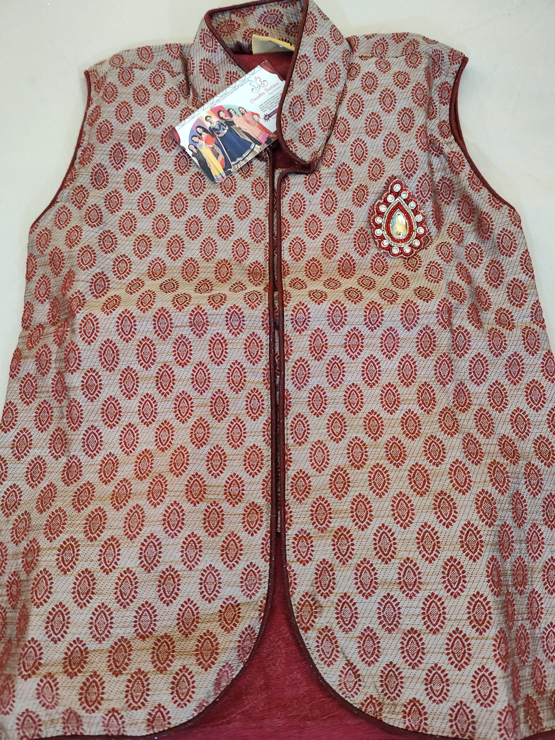 Traditional Maroon Color Kids Dhoti Style Pant With Brooch Pin In USA