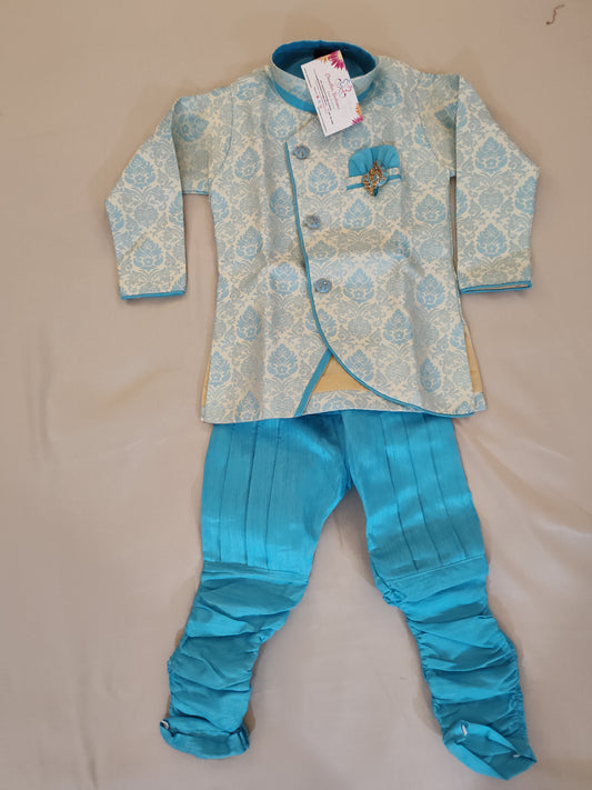 Fabulous Ethnic Kids Sky Blue Color Silk Kurta Pajama Set