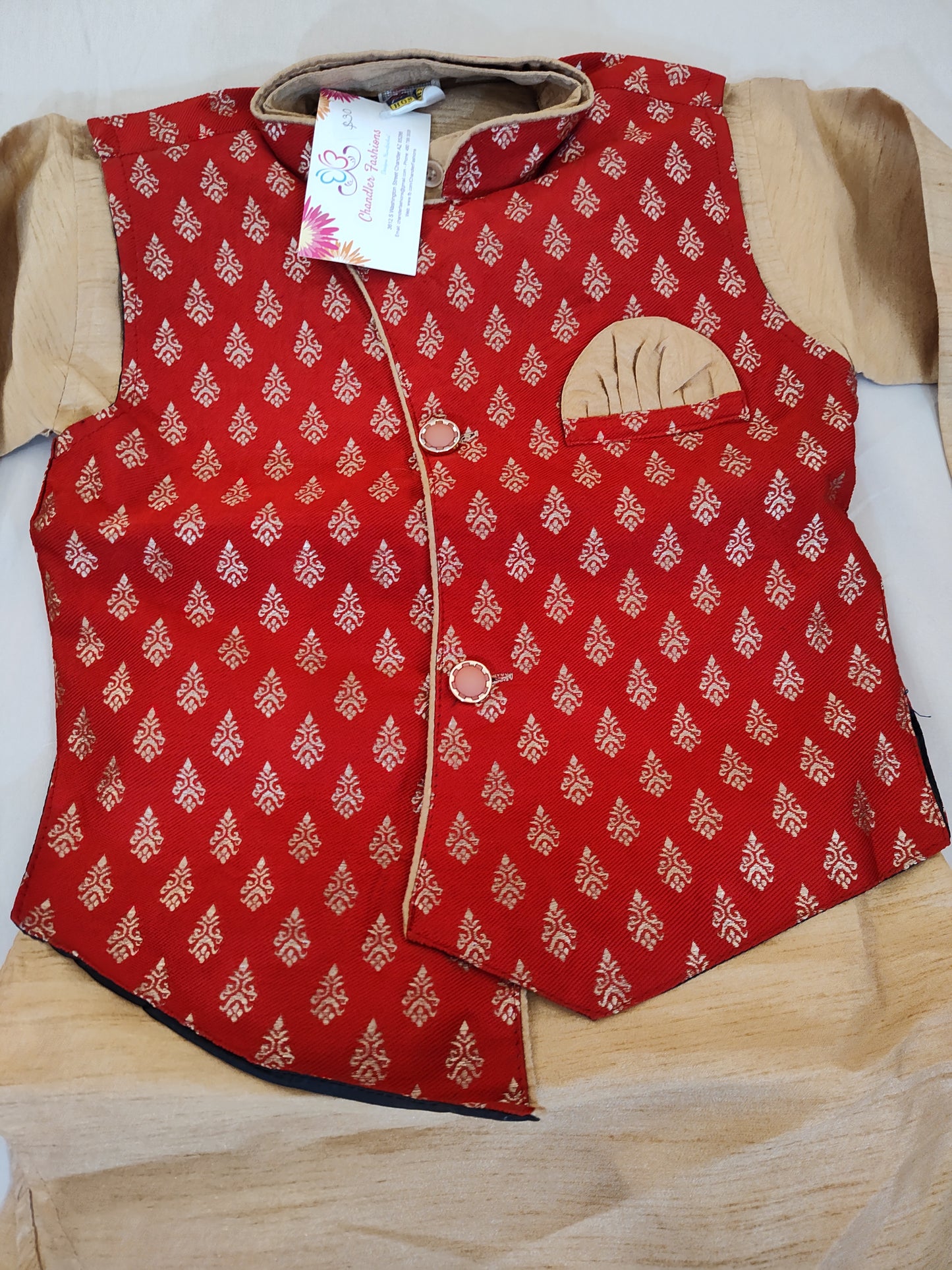 Alluring Red Color Kids Kurta With Dhoti Style Pant Near Me