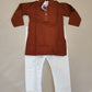 Charming Brown Color Cotton Kurta With Pajama Pants For Kids