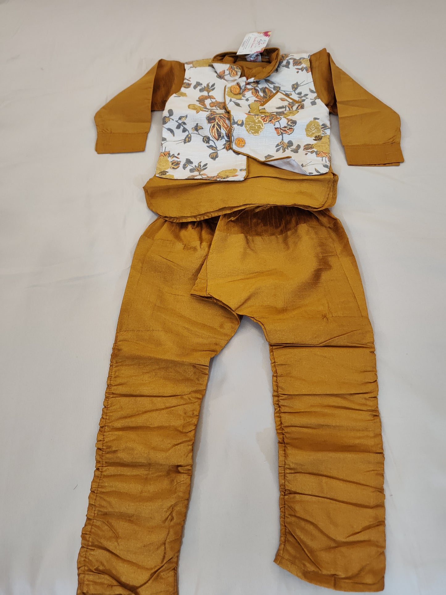 Beautiful Golden Kurta Set For Boys With Pajama Set In USA