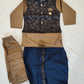 Gorgeous Brown Color Boys Silk Cotton Kurta Pajama Pant And Blue Dhoti Style Pant