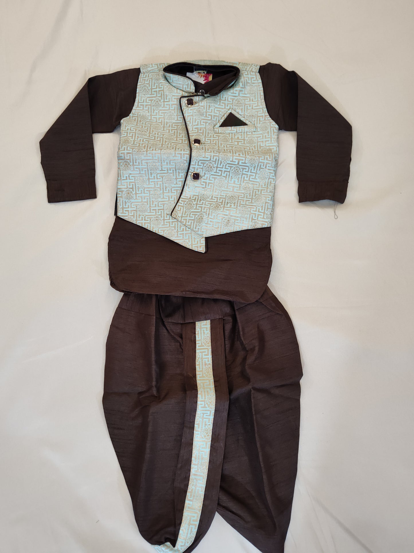 Alluring Party Wear Brown Color Boys Kurta Pajama Pant