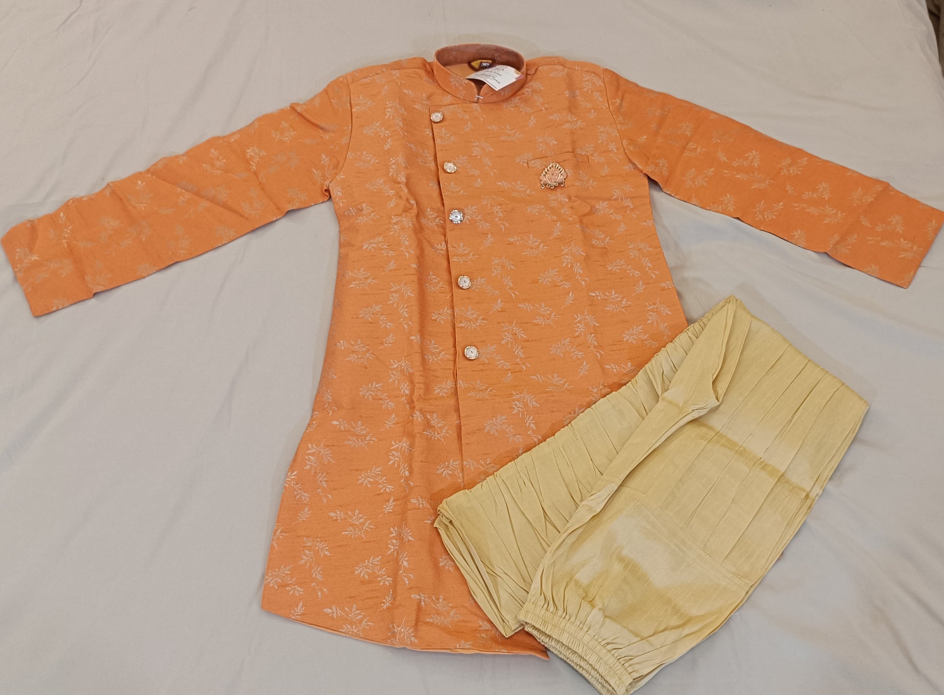 Gorgeous Orange Color Designer Silk Kurta With Pajama Set