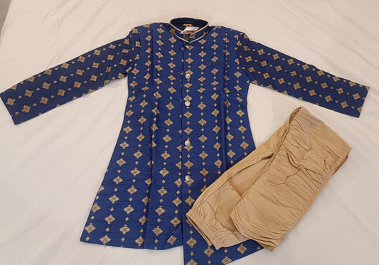 Gorgeous Blue Color Designer Silk Kurta With Pajama Set For Kids