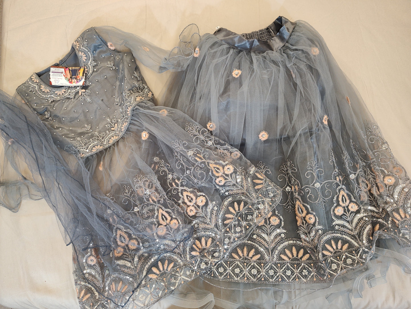 Alluring Grey Color Lehenga Choli With Embroidery Work For Girls