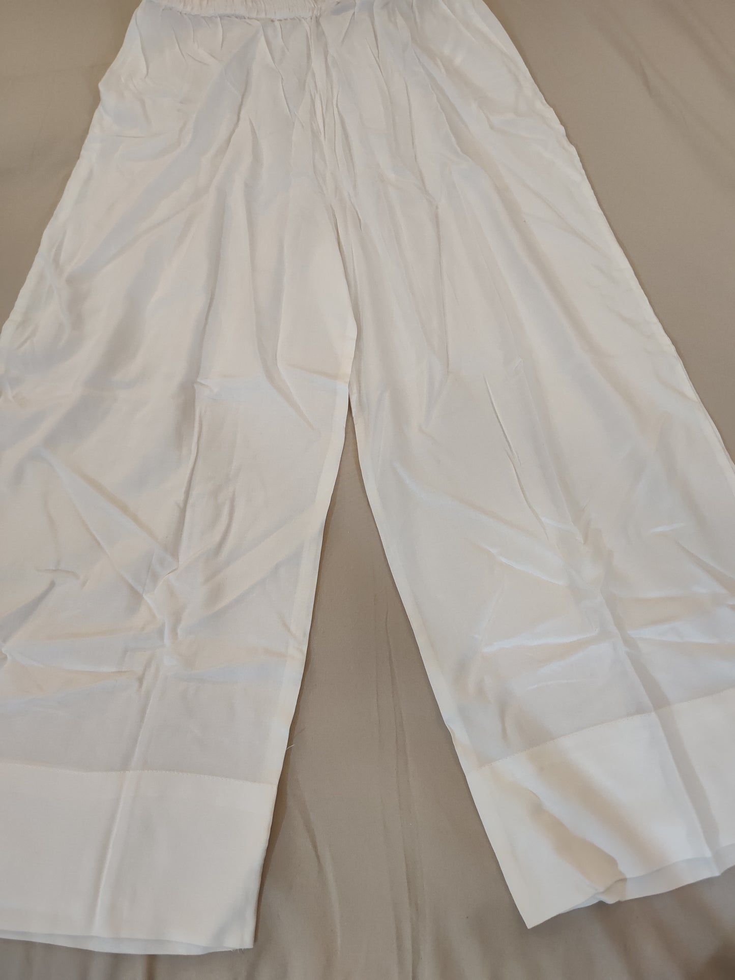 Appealing Plain Cotton White Palazzo Pants For Women In USA
