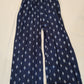 Fabulous Dark Blue Palazzo Pants With White Ikkat Print