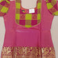 Pink And Green Silk Langa Set For Kids In USA