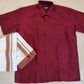 Graceful Maroon Color Short Sleeve Shirt With Cotton Dhoti 