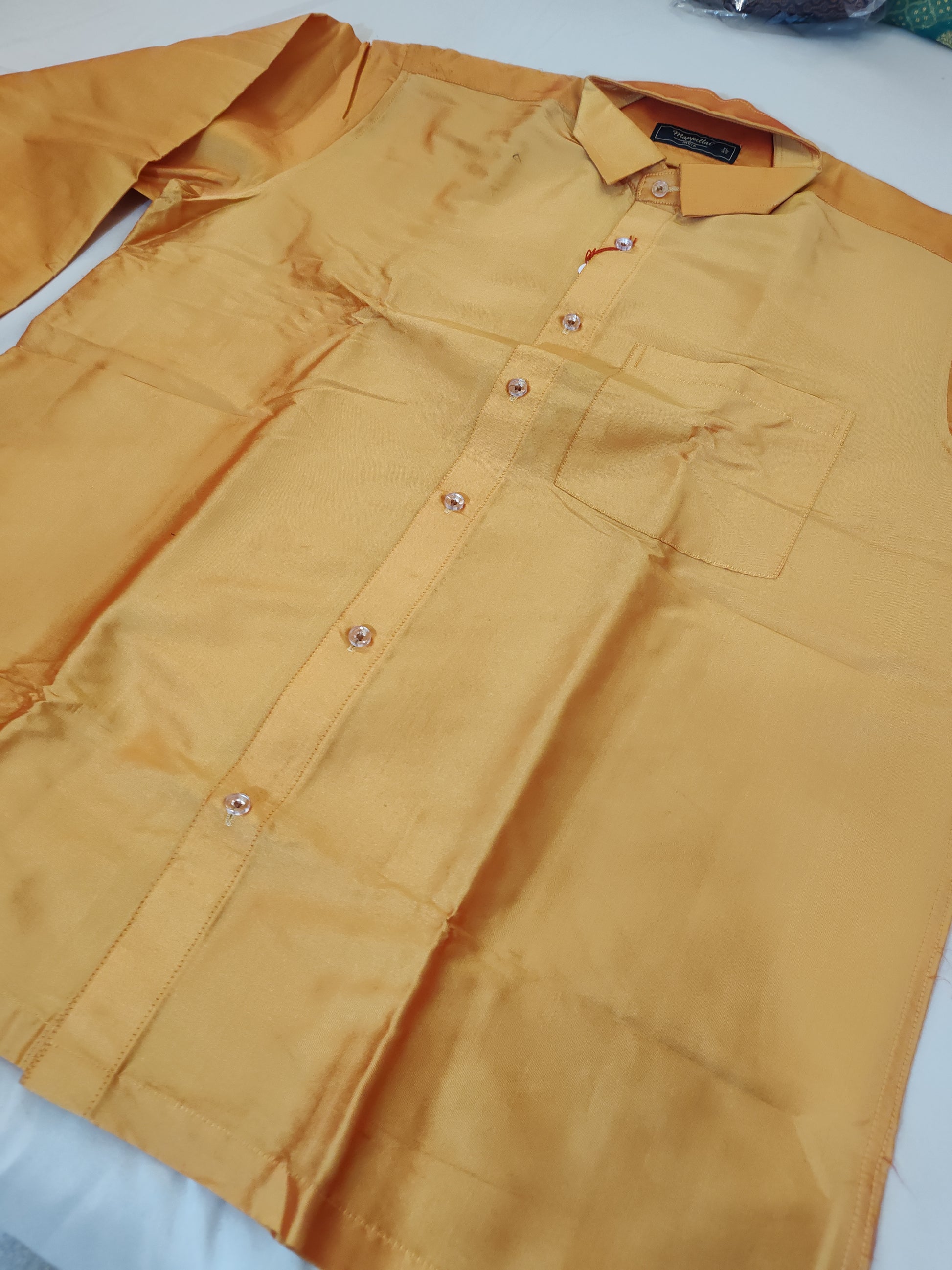 Charming Golden Color Half Sleeve Silk Shirt In Tempe