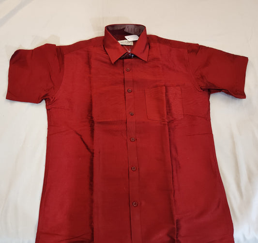 Attractive Red Color Half Sleeve Silk Shirt For Men