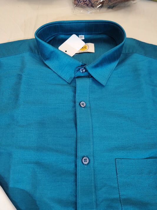 Alluring Turquoise Color Full Hand Shirt With Dhot