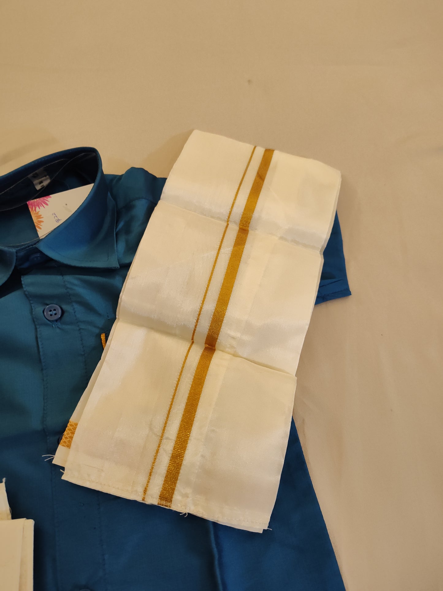 Beautiful Blue Color Shirt With Dhoti For Kids In USA
