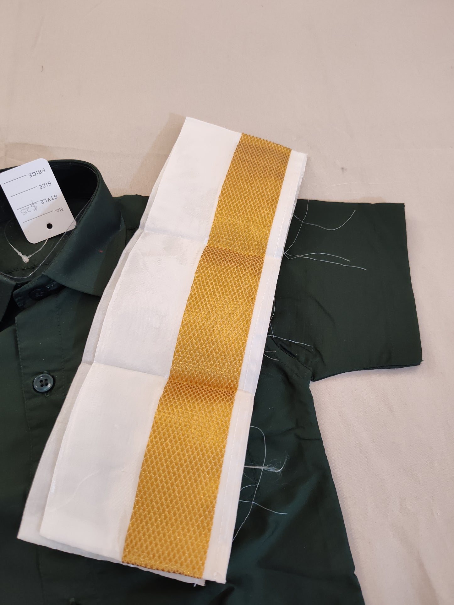 Alluring Dark Green Shirt With Dhoti For Kids Near Me