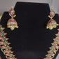 Alluring Long Gold Mango Motif Design Necklace Set In Gilbert