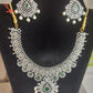 Beautiful Bridal Necklace Set With CZ Stones And Emerald Color Stones