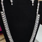 Beautiful Long Necklace Set With White CZ Stones 