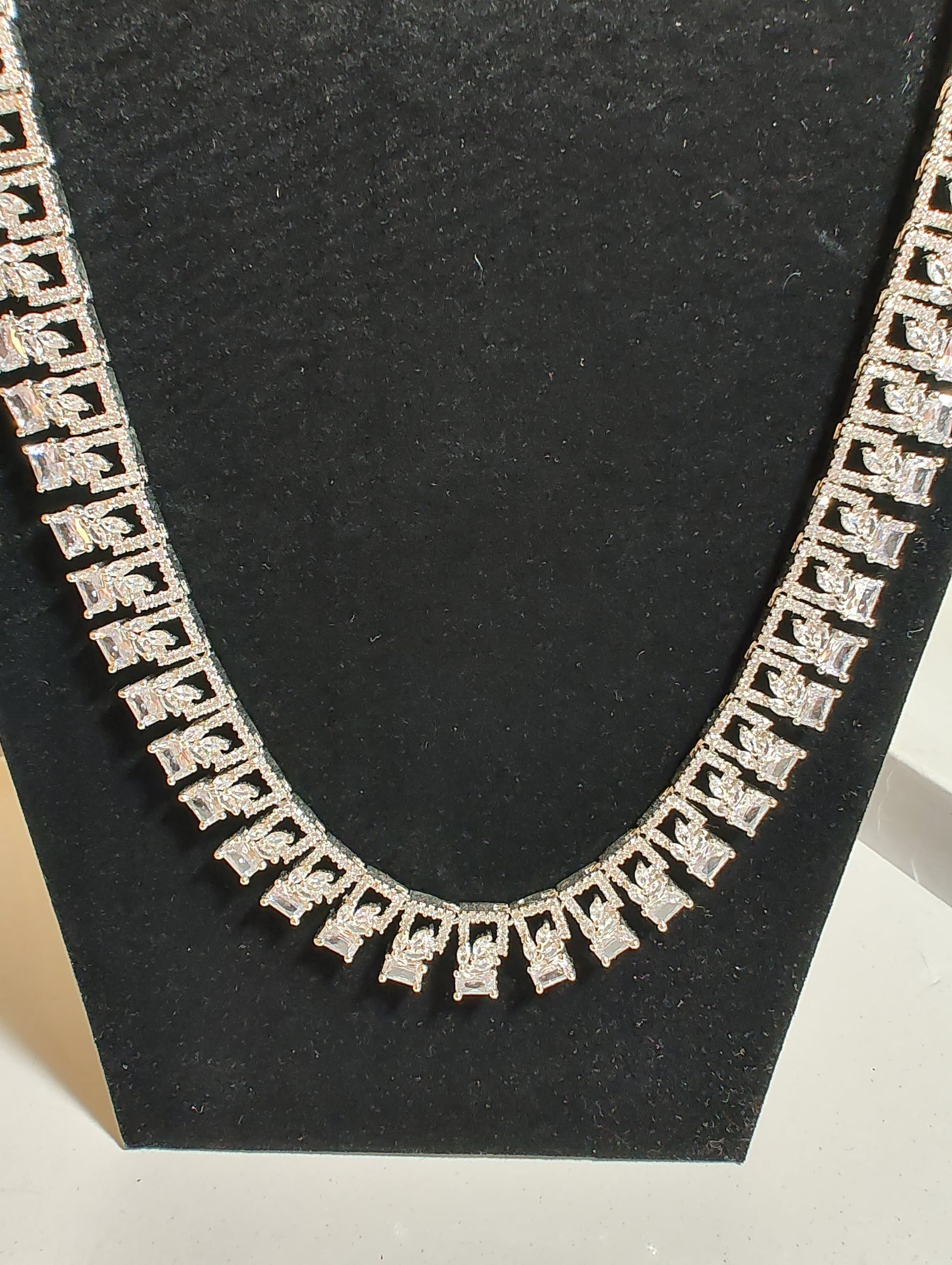 Beautiful Long Necklace Set With White CZ Stones  Near Me