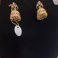 Attractive Gold Plated Jhumkha Earrings With Red Stones 