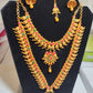 Beautiful Gold Plated Temple Jewelry Necklace With Earrings Set