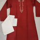 Pleasing Red Color Men's Cotton Kurta With Pajama Pant