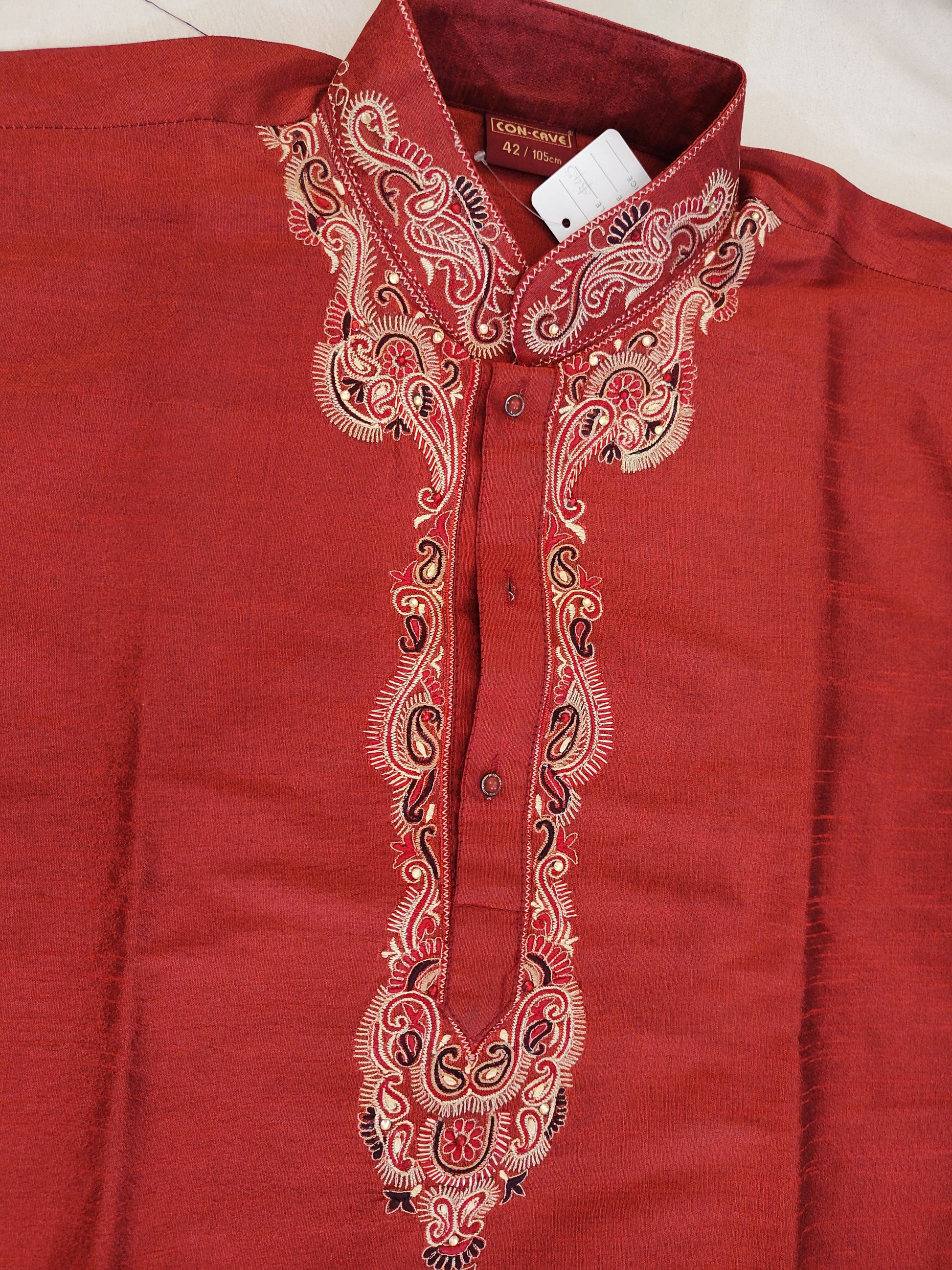 Pleasing Red Color Men's Cotton Kurta In USA